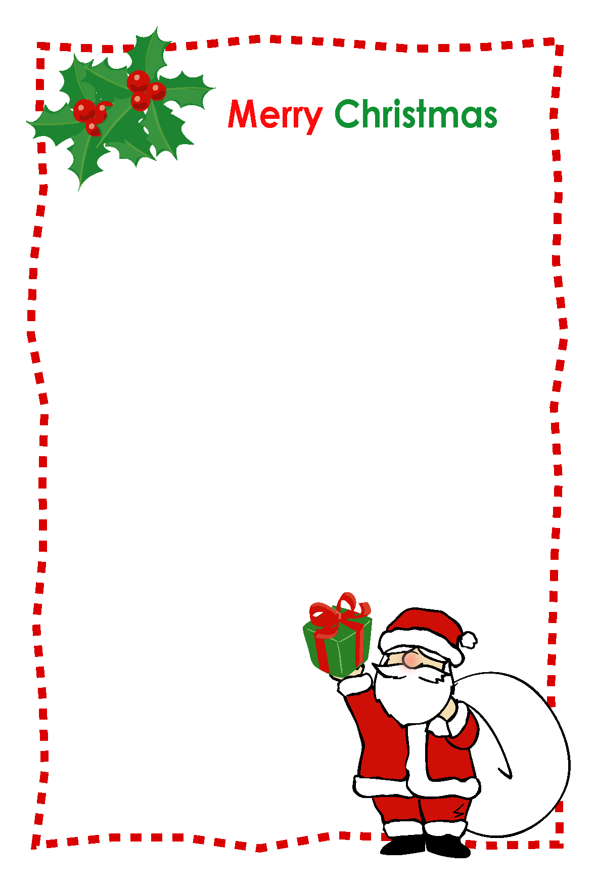 クリスマスカードテンプレート サンタさん飾り枠 ダウンロード かわいい無料イラスト 素材絵箱クリスマス館