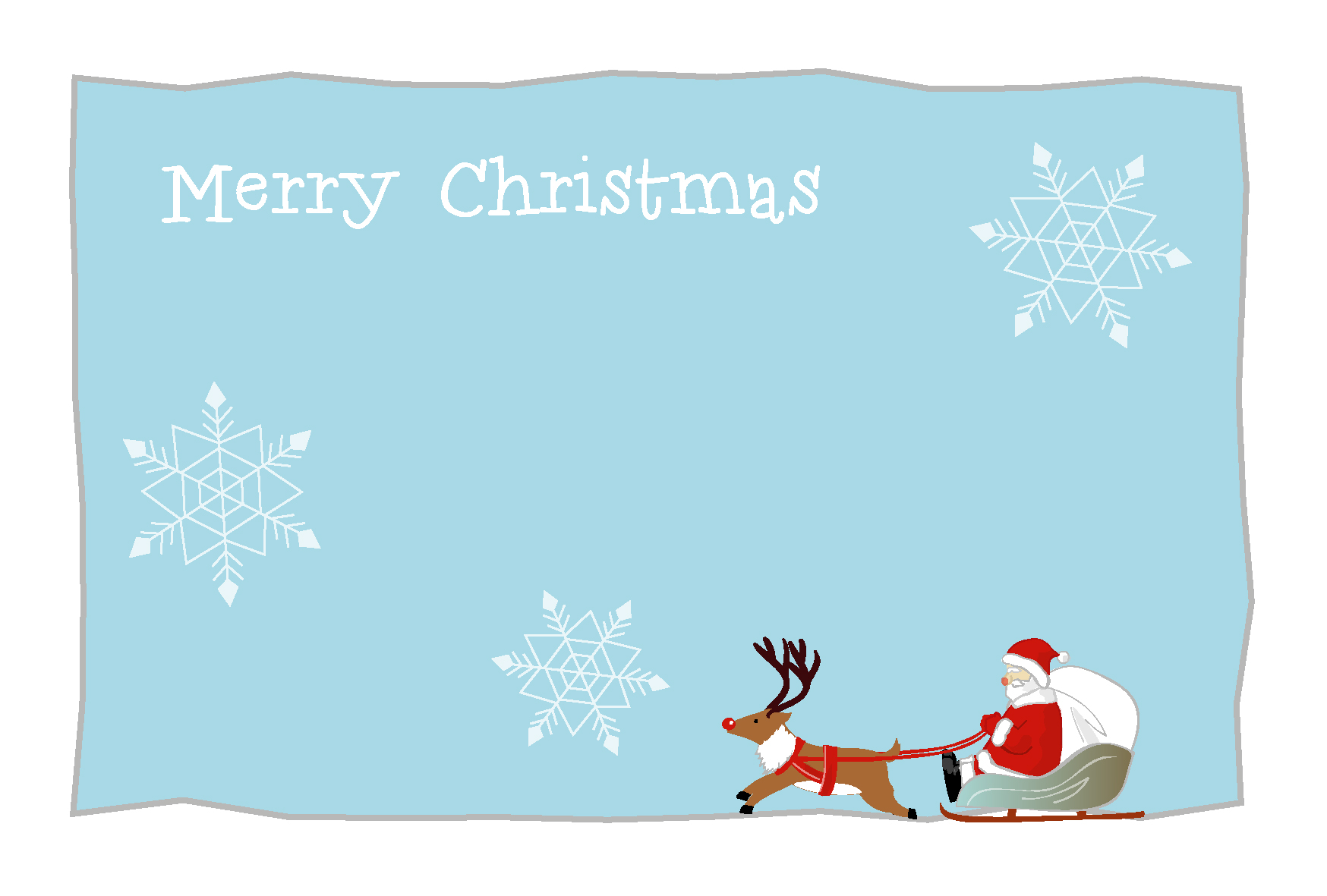 クリスマスカードテンプレート 雪景色 シンプル ダウンロード かわいい無料イラスト 素材絵箱クリスマス館