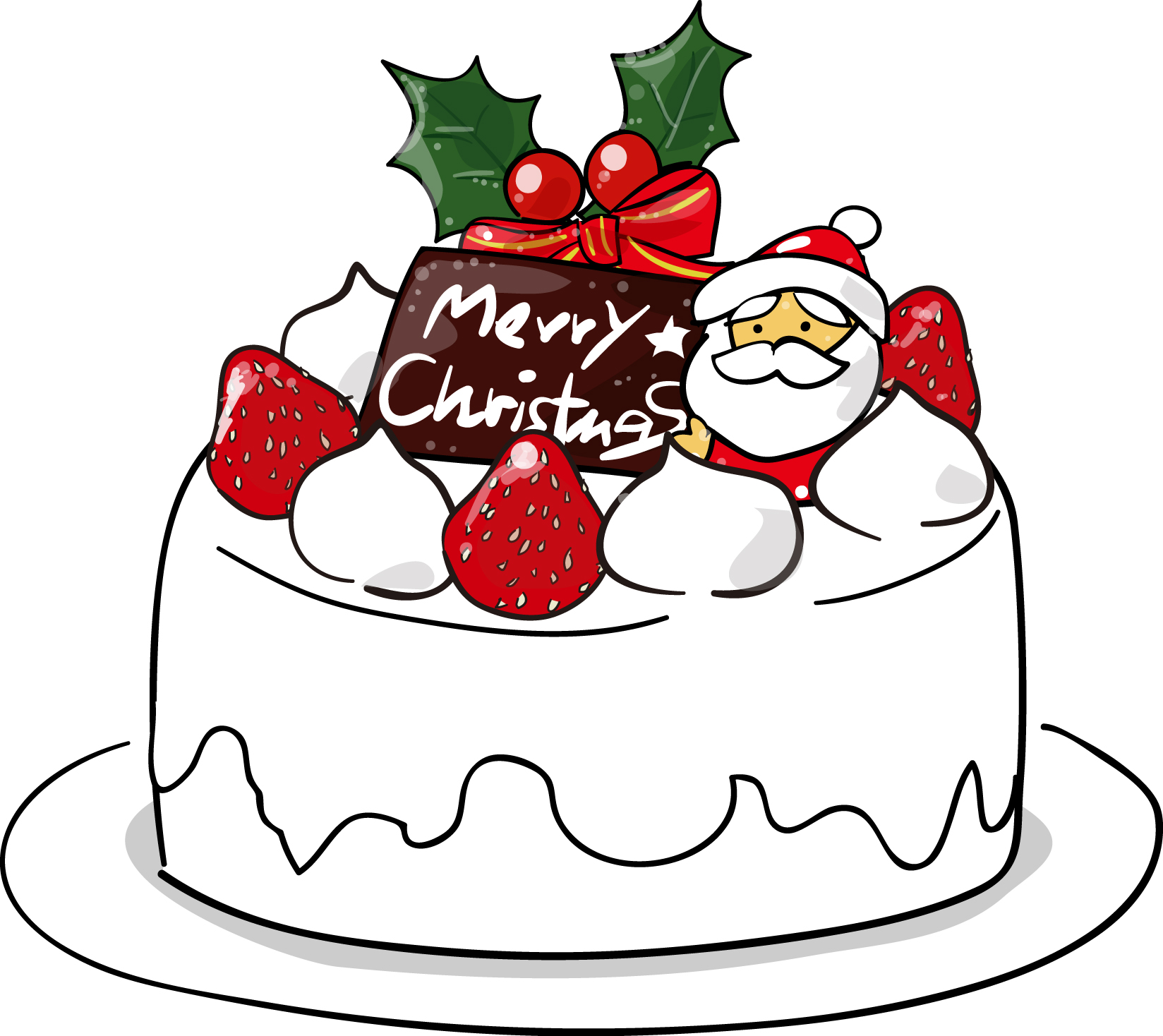 印刷素材 クリスマスケーキ ダウンロード かわいい無料イラスト